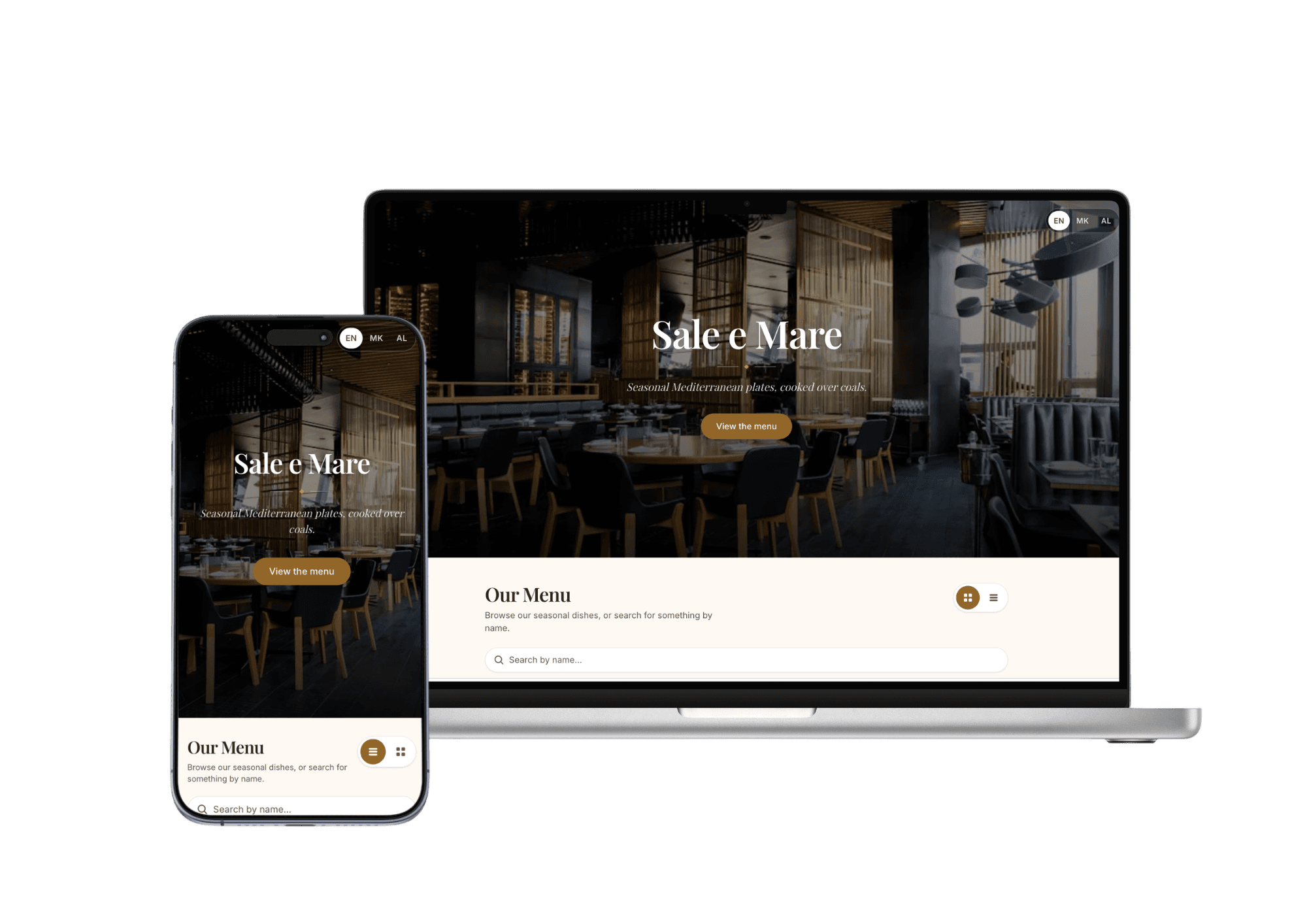 The Classic collection, set on a sample menu